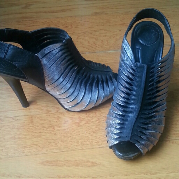 BCBGeneration Silver Strappy Heels