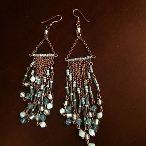 Teal beaded earrings