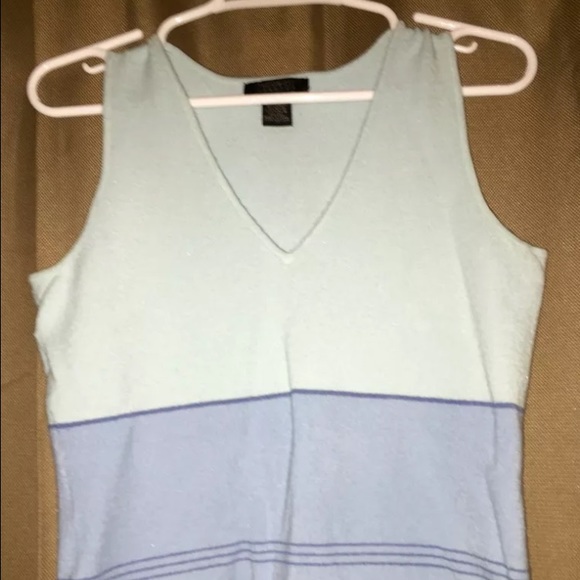 THE LIMITED Blue Color Block V Neck Tank Top Large
