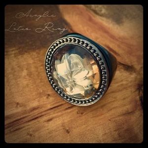 Black & Beige Acrylic Lotus Flower Ring✨