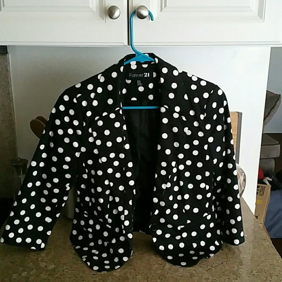 Forever21 Black Polka Dot Cropped Blazer