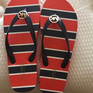 Coral , whit and blue Michael Khors summer sandal