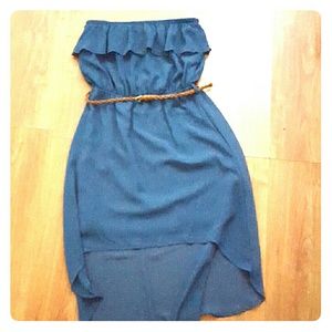 Trendy high-low dress in great blue