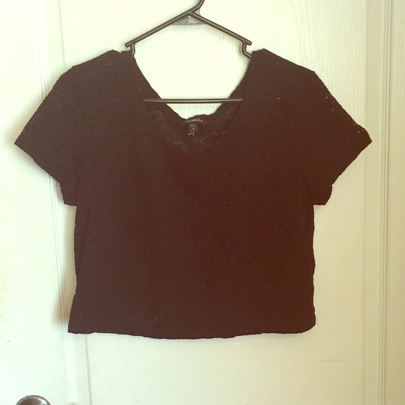 Express black lace crop