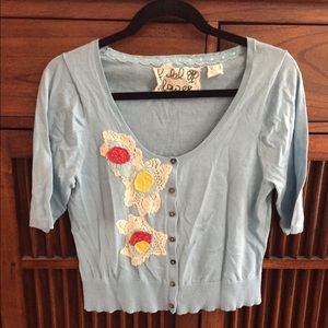 Anthropologie Field Flower Embellished Cardigan M