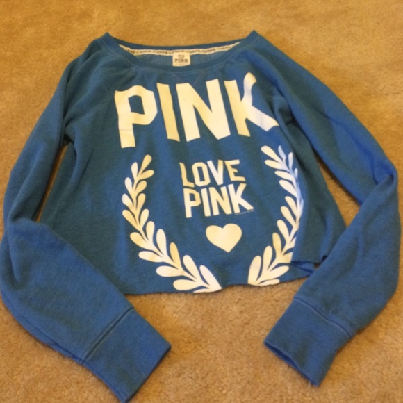 PINK Victoria's Secret Tops - VICTORIAS SECRET PINK CROP SWEATER SWEAT SHIRT