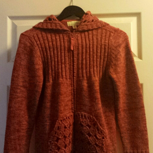 Crochet hood and pocket sweater