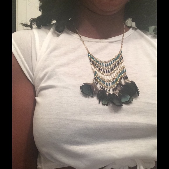 Beaded feather necklace