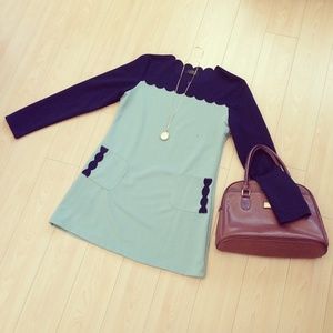 NWOT Retro Green & Blue Dress