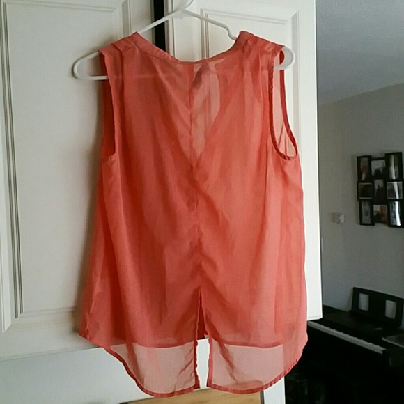 Coral sheer button up tank - Picture 2 of 3