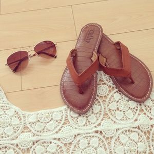 NEW Cognac Flip Flops