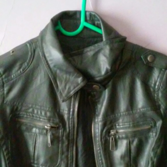 Dark Gray Leather Moto Jacket NWOT - Picture 2 of 4