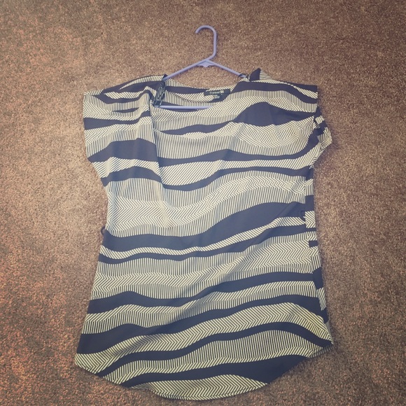 Navy and Taupe blouse