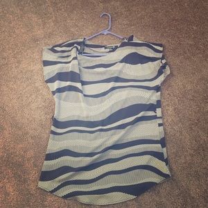 Navy and Taupe blouse