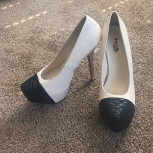 White Heels with Black Quilted Toe