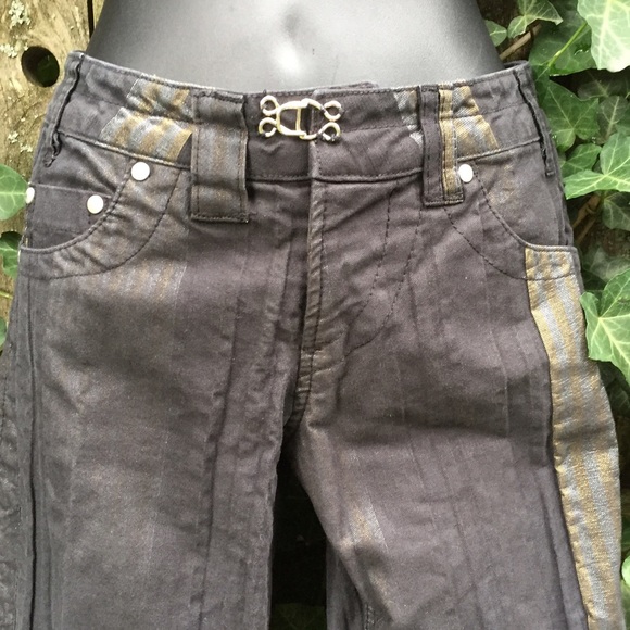 Anthropologie Pants - Poleci Pinstriped Metallic Skinny pants Size 2