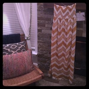 Mustard Chevron Maxi Dress - NWOT