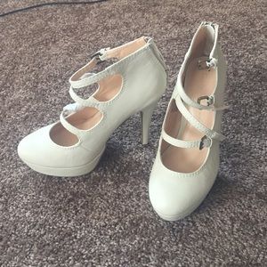 White Mary Jane style pumps