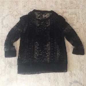 H&M open knit black blouse 6