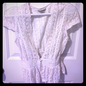 White lace over shirt