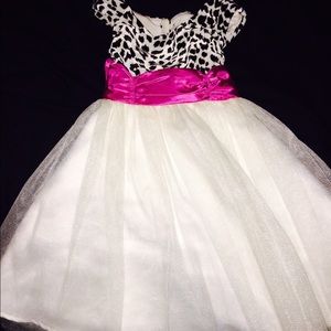 Hot pink and leopard dress