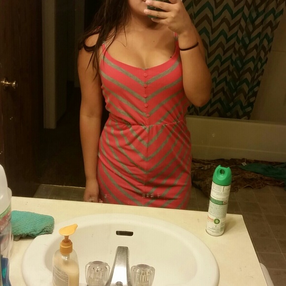 Gray and Coral Sun Dress