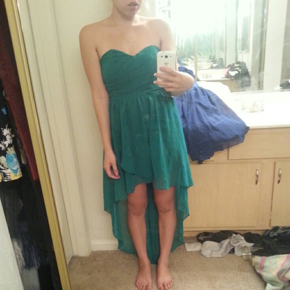 Green high low sweetheart neckline dress