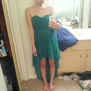 Green high low sweetheart neckline dress