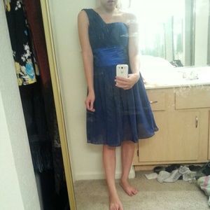 Blue one shoulder dress