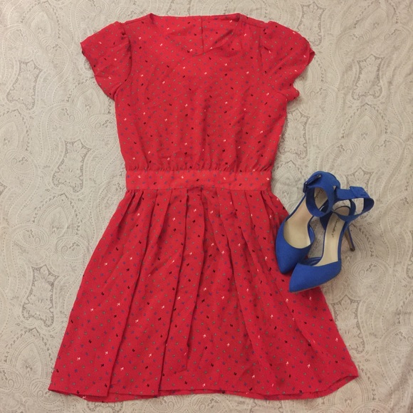 Vintage red printed dress