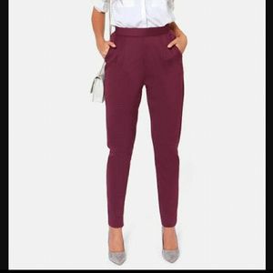 BNWT Lulu's High Wasted Burgundy Pants.