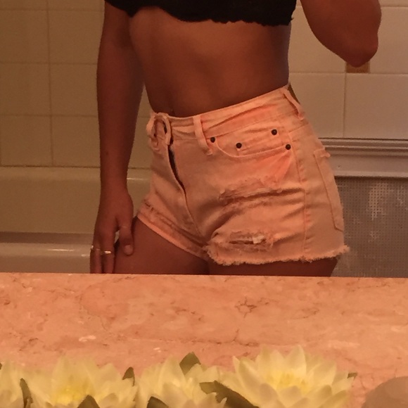 High Wasted Pink Denim Shorts