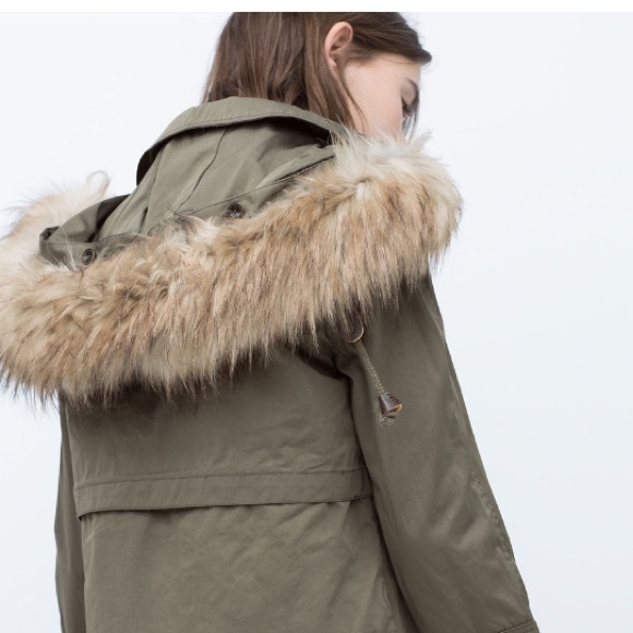 Zara parka with faux fur hood - Picture 4 of 4