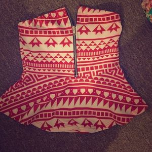 Strapless peplum top