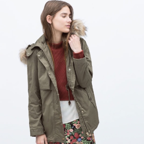 Zara parka with faux fur hood - Picture 2 of 3