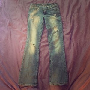 Light wash boot cut jeans