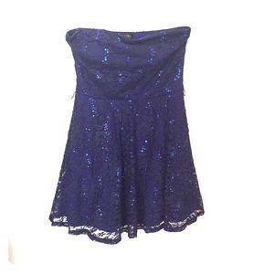 Blue Designer Formal Lace Dress