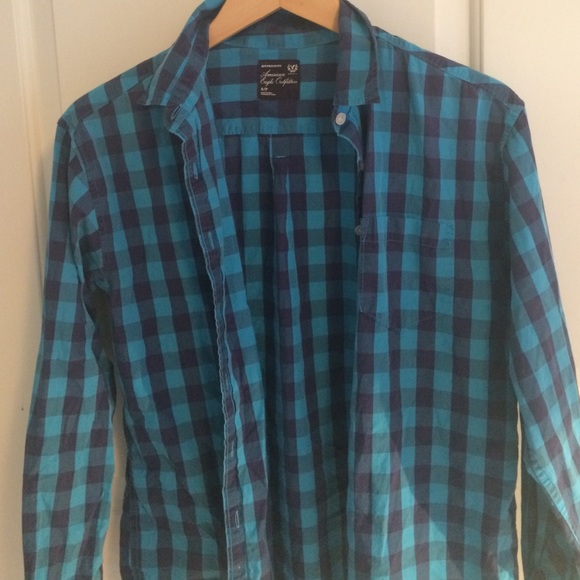 American eagle blue plaid top - Picture 1 of 2