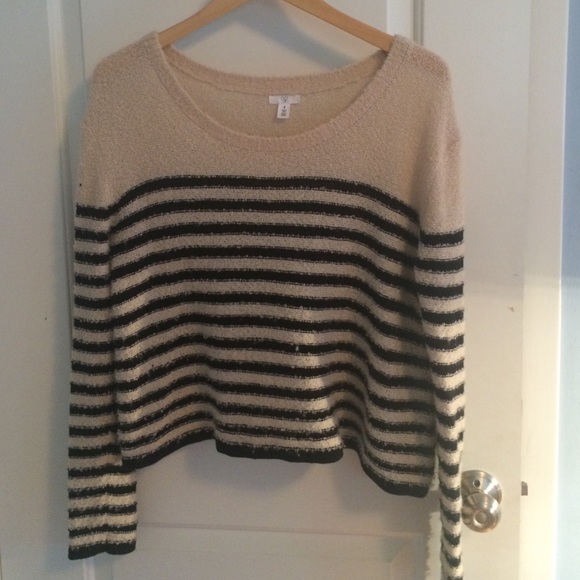 Striped Black and Tan cropped sweater