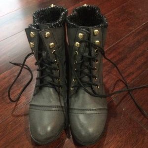 Black and gold combat boots size 6.5