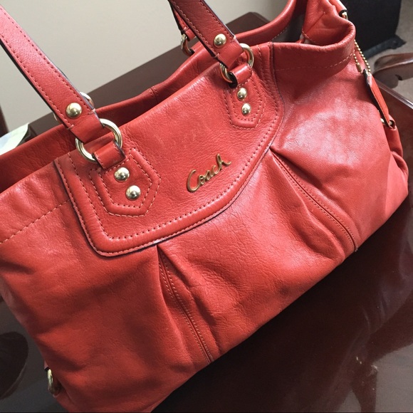 Red Leather Coach Purse - Picture 1 of 4