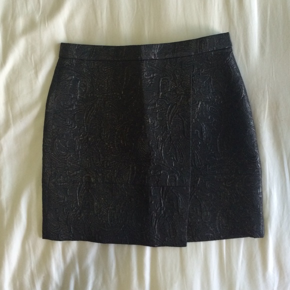 JCrew Crossover wrap skirt in metallic black