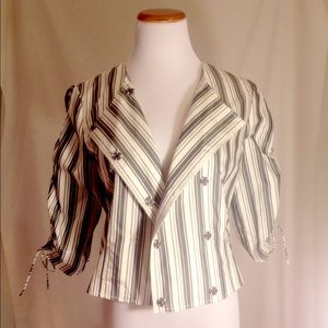 Double Snap Button,Stripped Jacket by Ellen Tracy