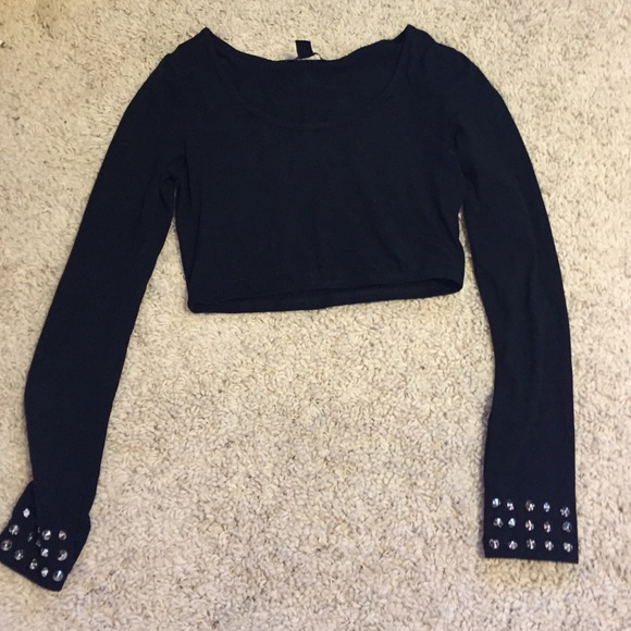 Long Sleeve Black Crop Top