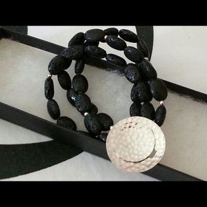 Silpada Black Lava/Silver Bead Bracelet