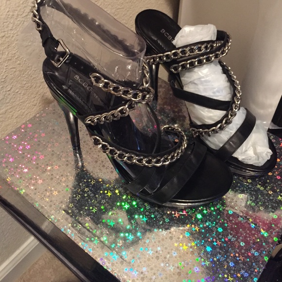 BCBG Wren platform heels black leather sz m 8 m