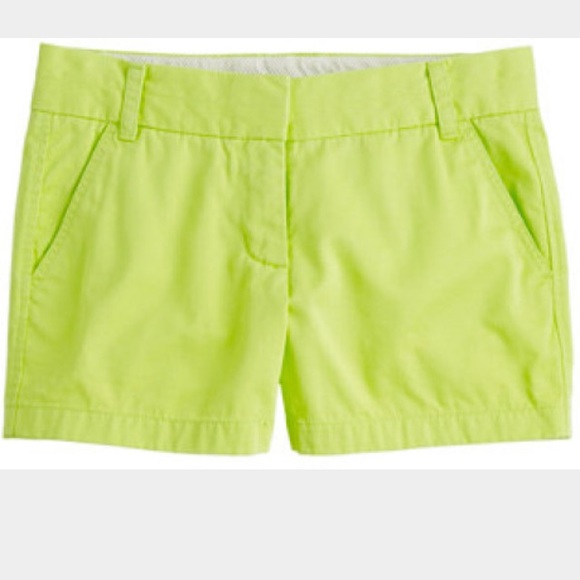 Neon green jcrew chino shorts