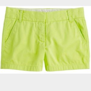 Neon green jcrew chino shorts