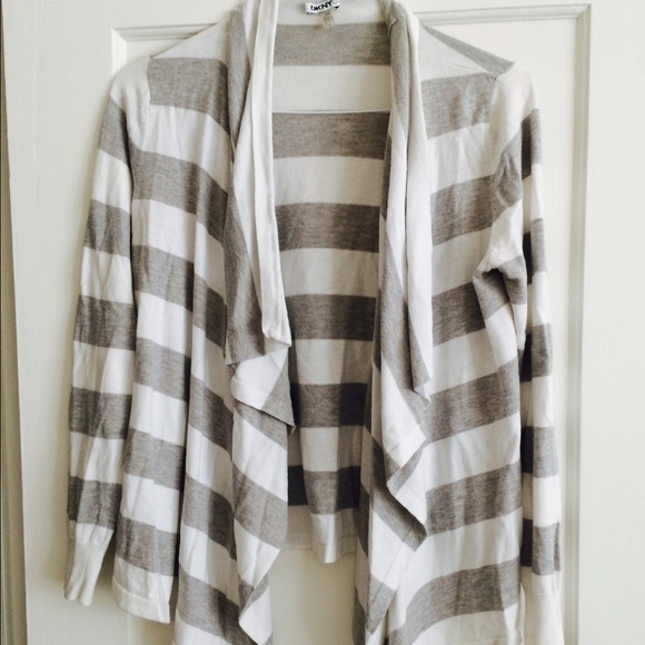 Open front drape cardigan with stripes