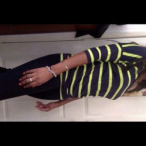 Lime green & navy stripe top--never worn